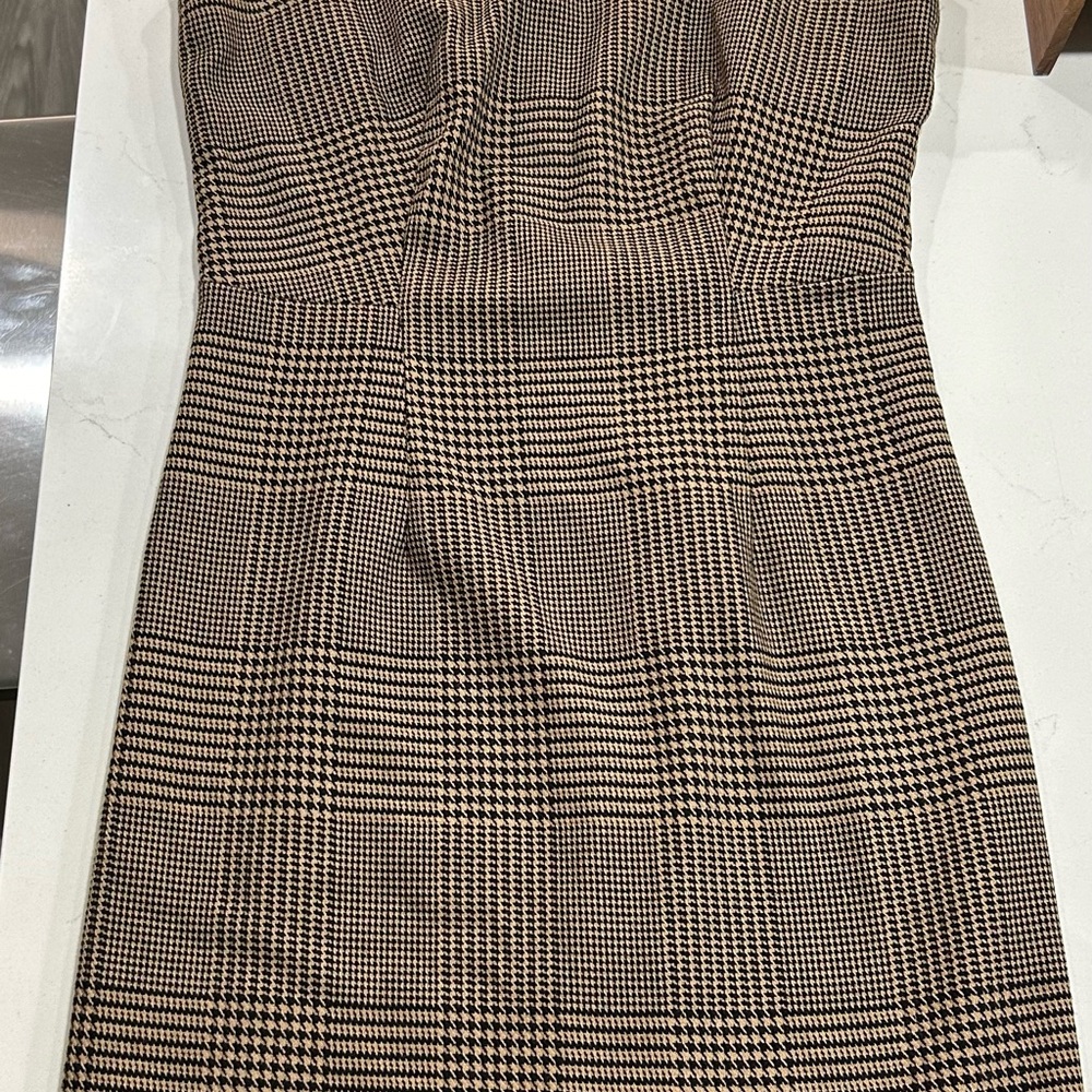 Banana Republic Women’s Size 0 Dress Checkered Brown White Stripes Mini Tank